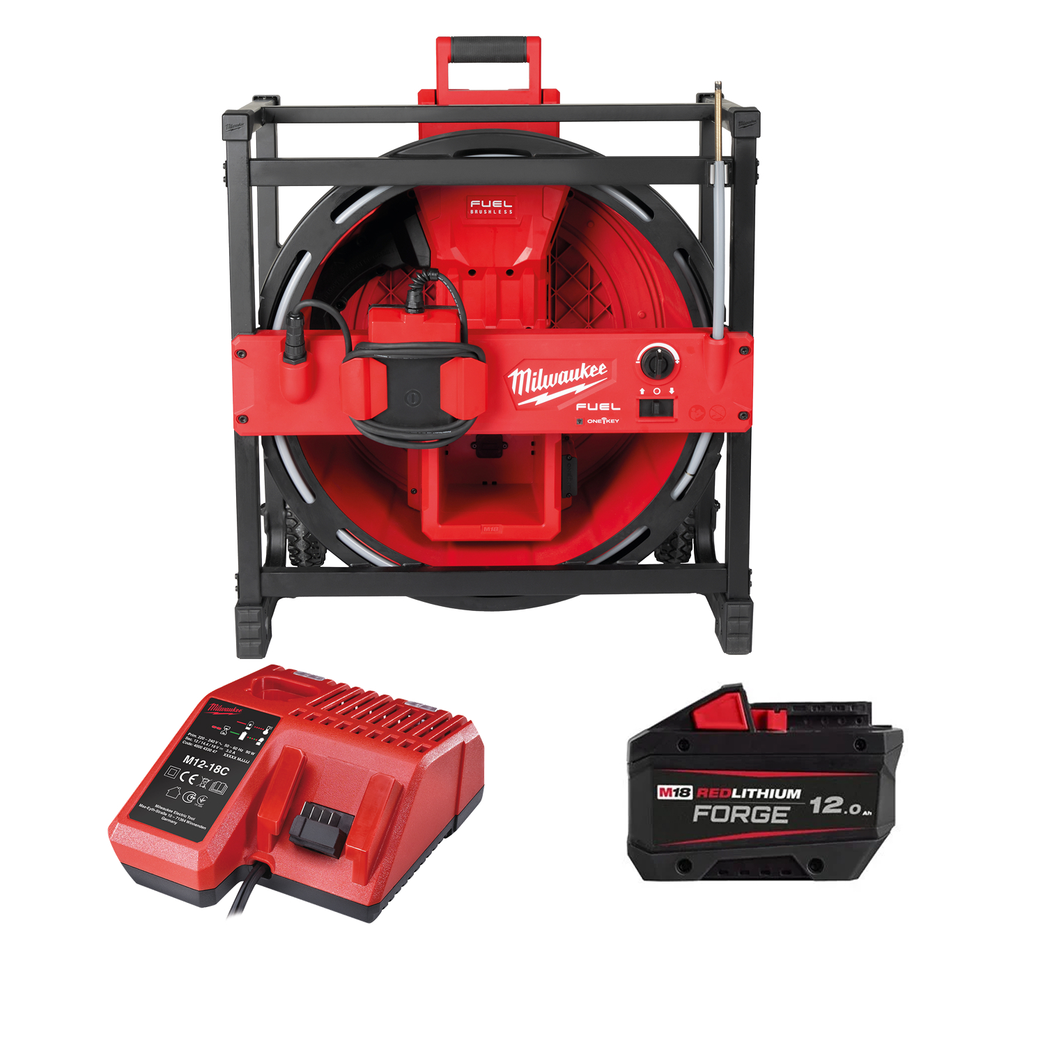 Milwaukee M18 HSFM-122 18V Li-ion batterie haute vitesse machine à nettoyer les égouts set (1x 12.0Ah batterie)-image