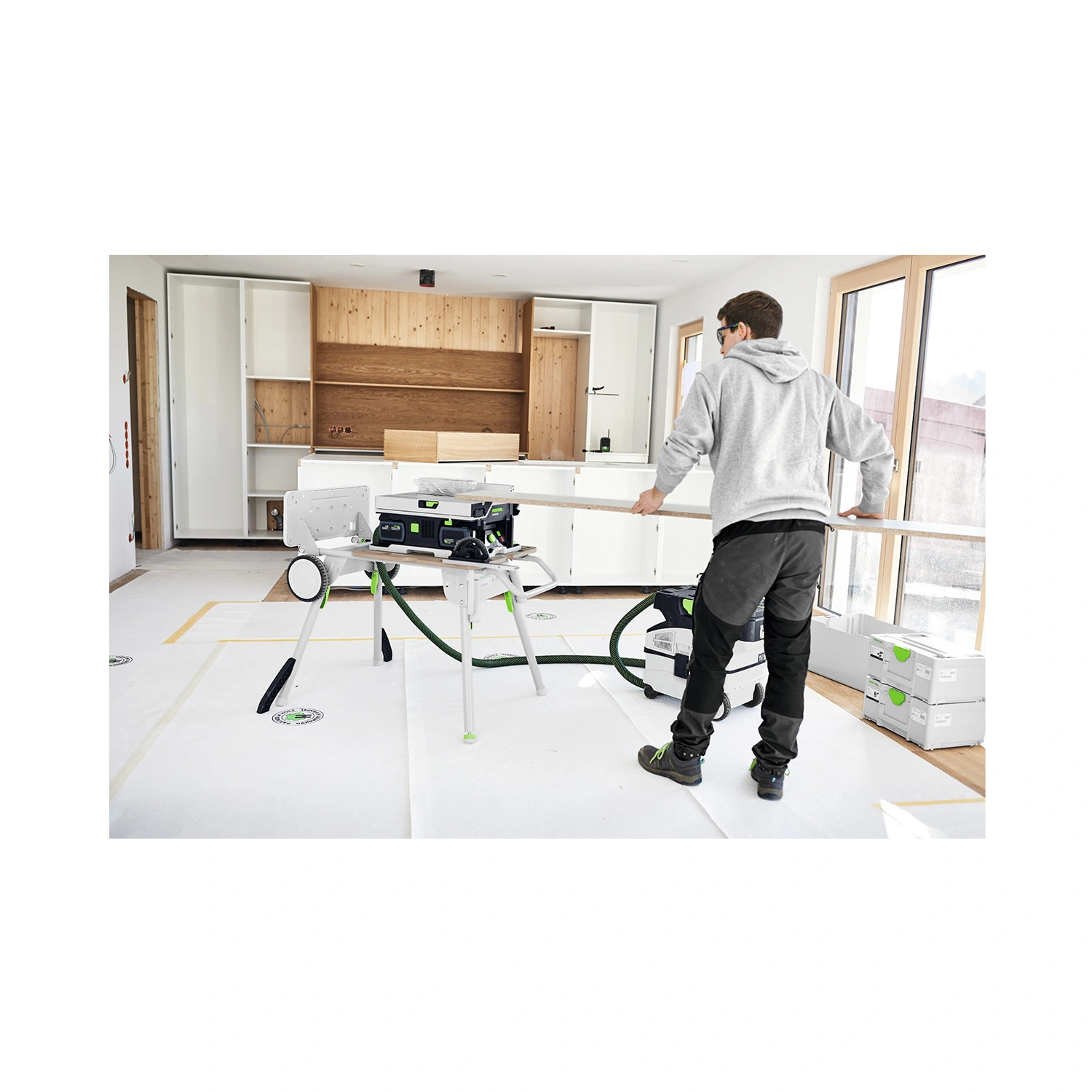 Festool CSC SYS 50 EBI-Basic-Set 36V (2x18V) Accu tafelcirkelzaag body incl. onderstel en accessoires - 168mm