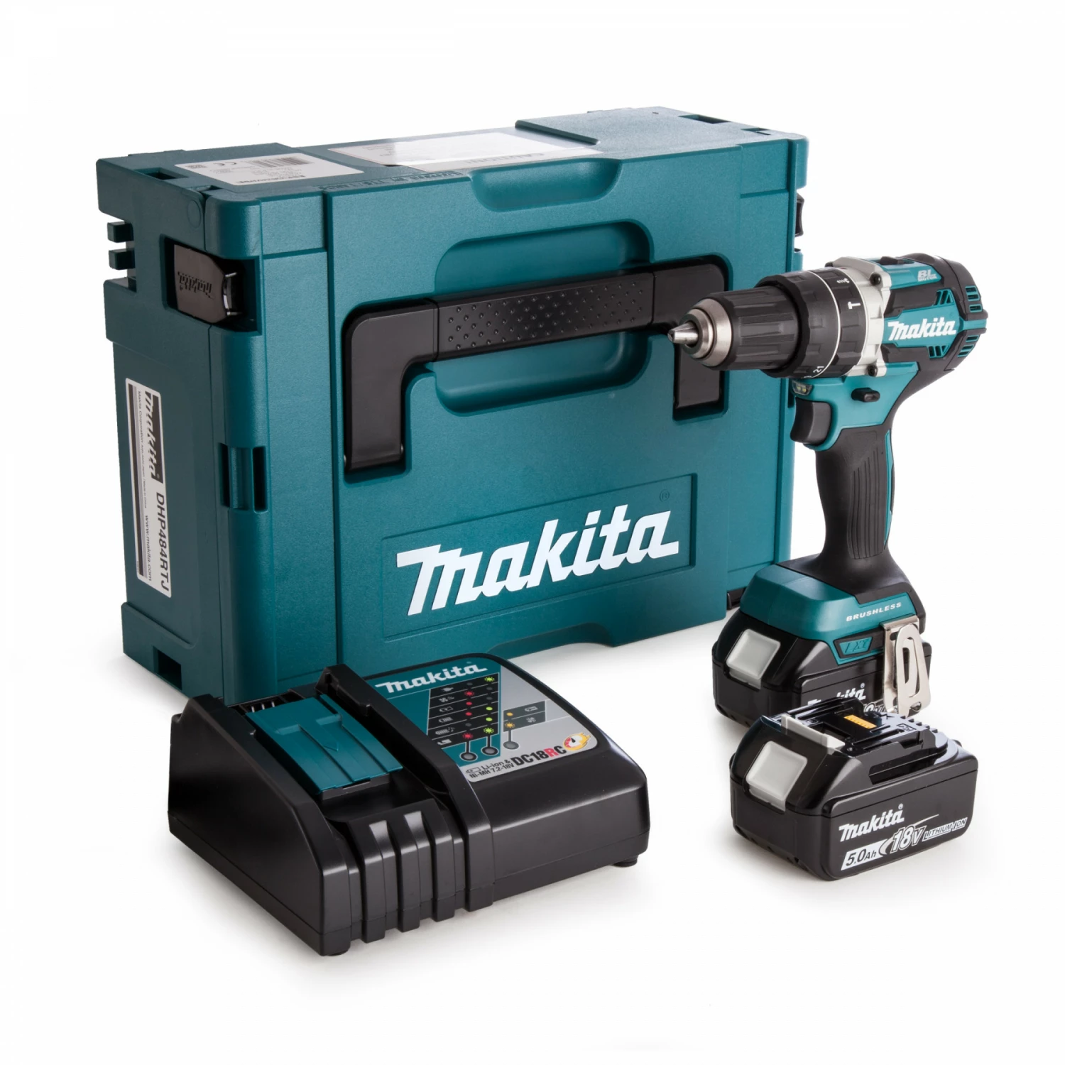 Makita DDF484RT3J - Set perceuse visseuse Li-Ion 18V (3x batterie 5,0Ah) dans MAKPAC - moteur brushless - 54Nm-image