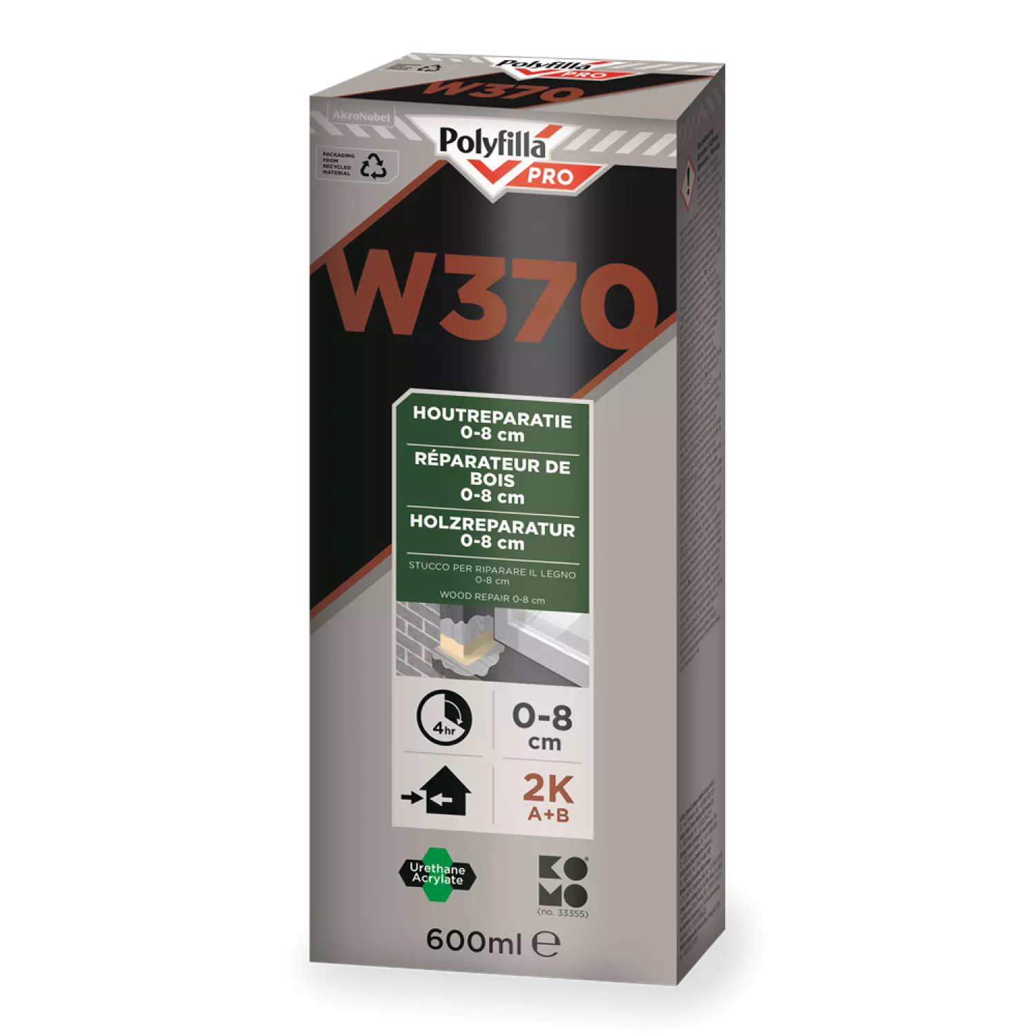 Polyfilla W370 2K Large Wood Repair 600 Ml (2 X 300 Ml Canister)-image