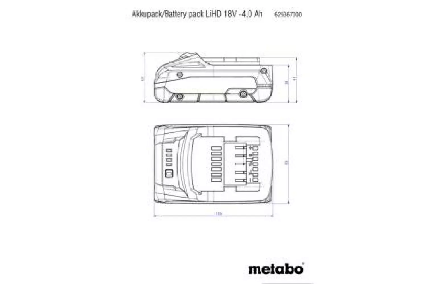 Metabo 625367000 / ME1840 Batterie 18V LiHD - 4.0Ah