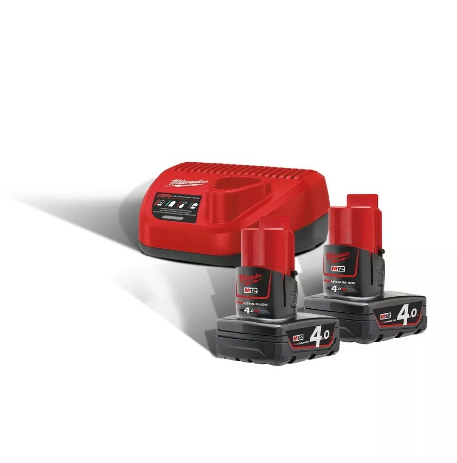 Milwaukee M12 NRG-402 12V Li-Ion Starterset accu's en lader - 4,0Ah-image