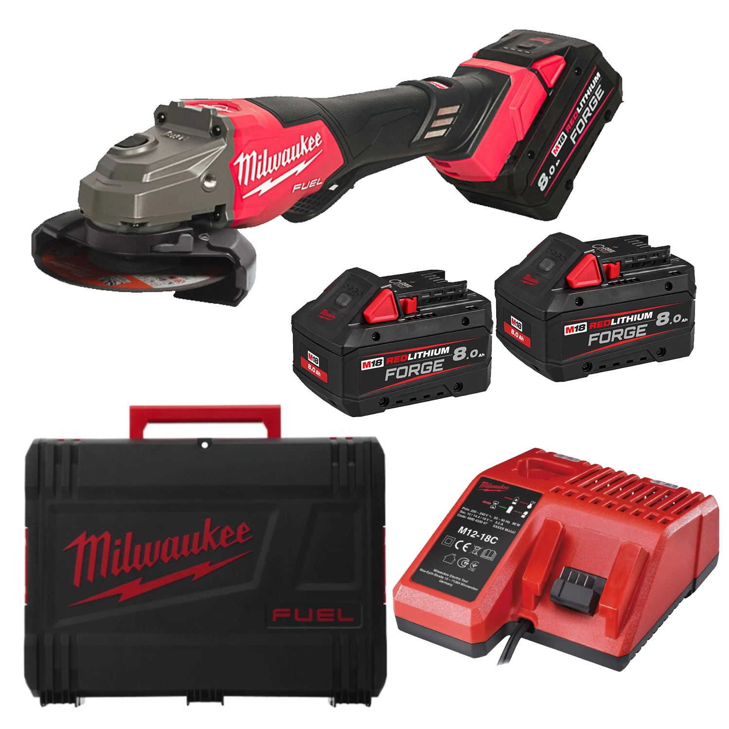 Milwaukee M18 FHSAGO125VXPDB2-802X 18V Li-ion sans fil Meuleuse d'angle (2x M18 FB8 sans fil) dans HD Box - 125mm-image