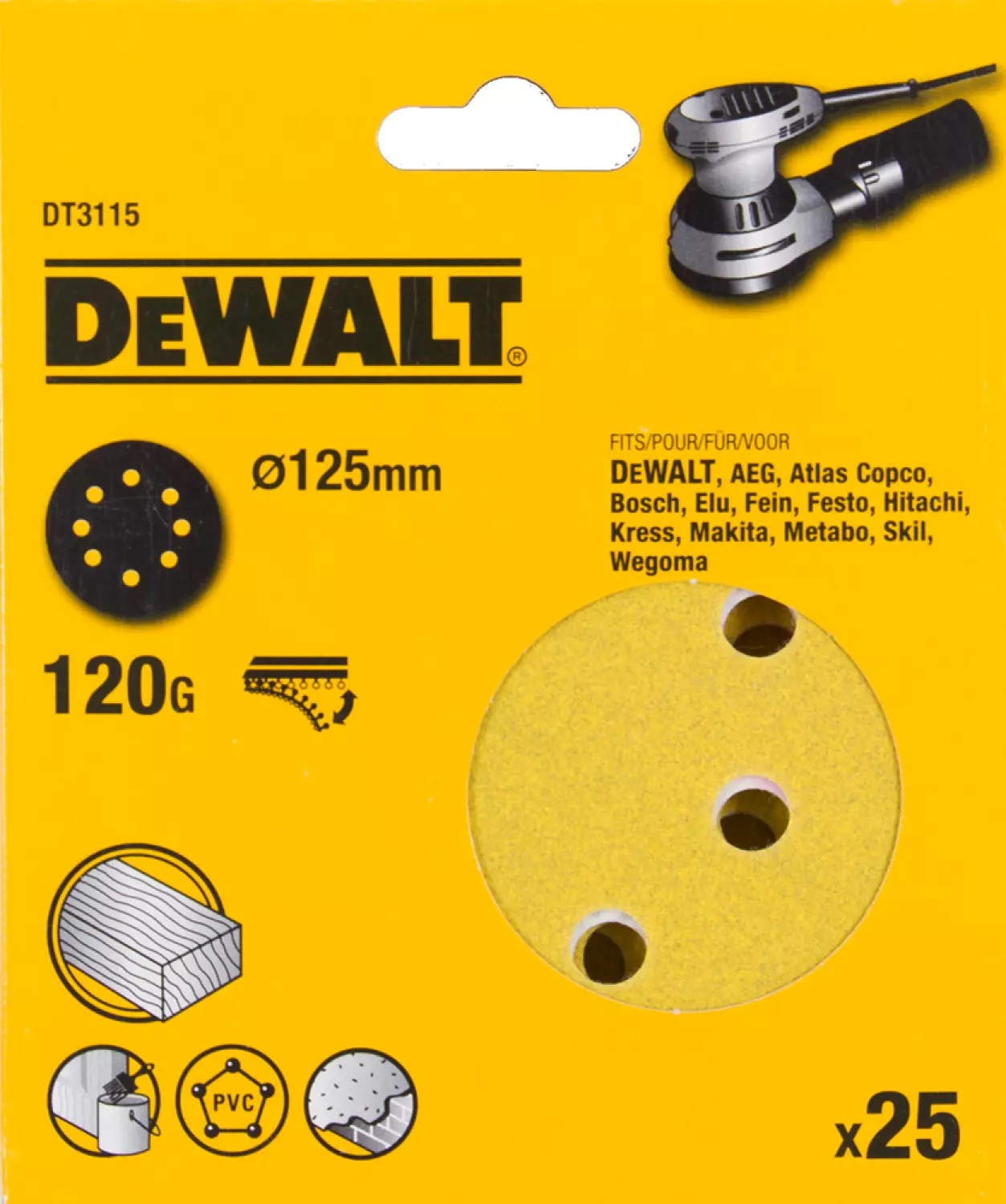 DeWALT DT3115 Schuurschijf - K120 - 125mm (25st)-image