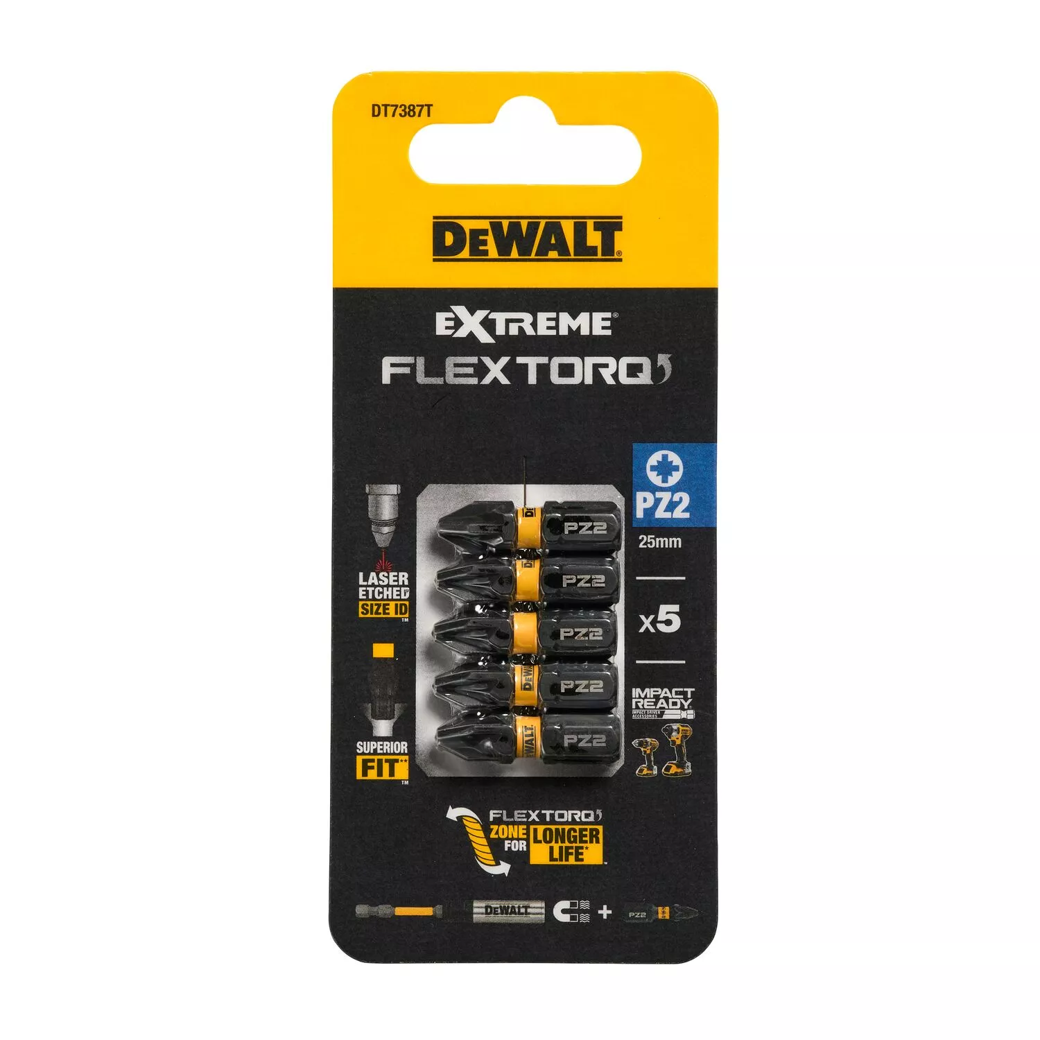 DeWALT DT7387T Embouts de vissage à percussion - PZ2 x 25 mm (5 pièces)-image