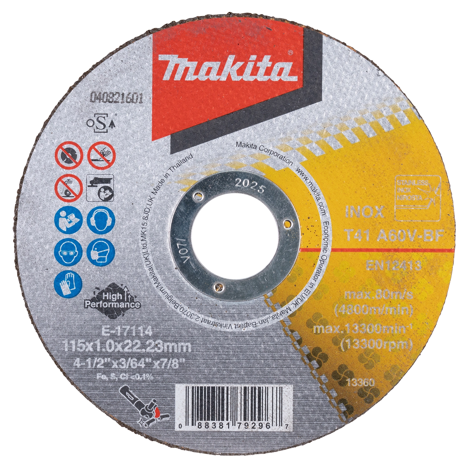 Makita E-17114-12 Doorslijpschijven RVS - 115x22,23x1,0mm (12st)-image