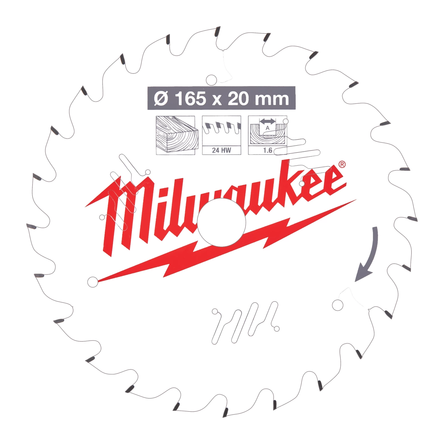 Milwaukee 4932471931 - Lames de scies circulaires - CSB P W 165 x 20 x 1.6 x 24ATB-image