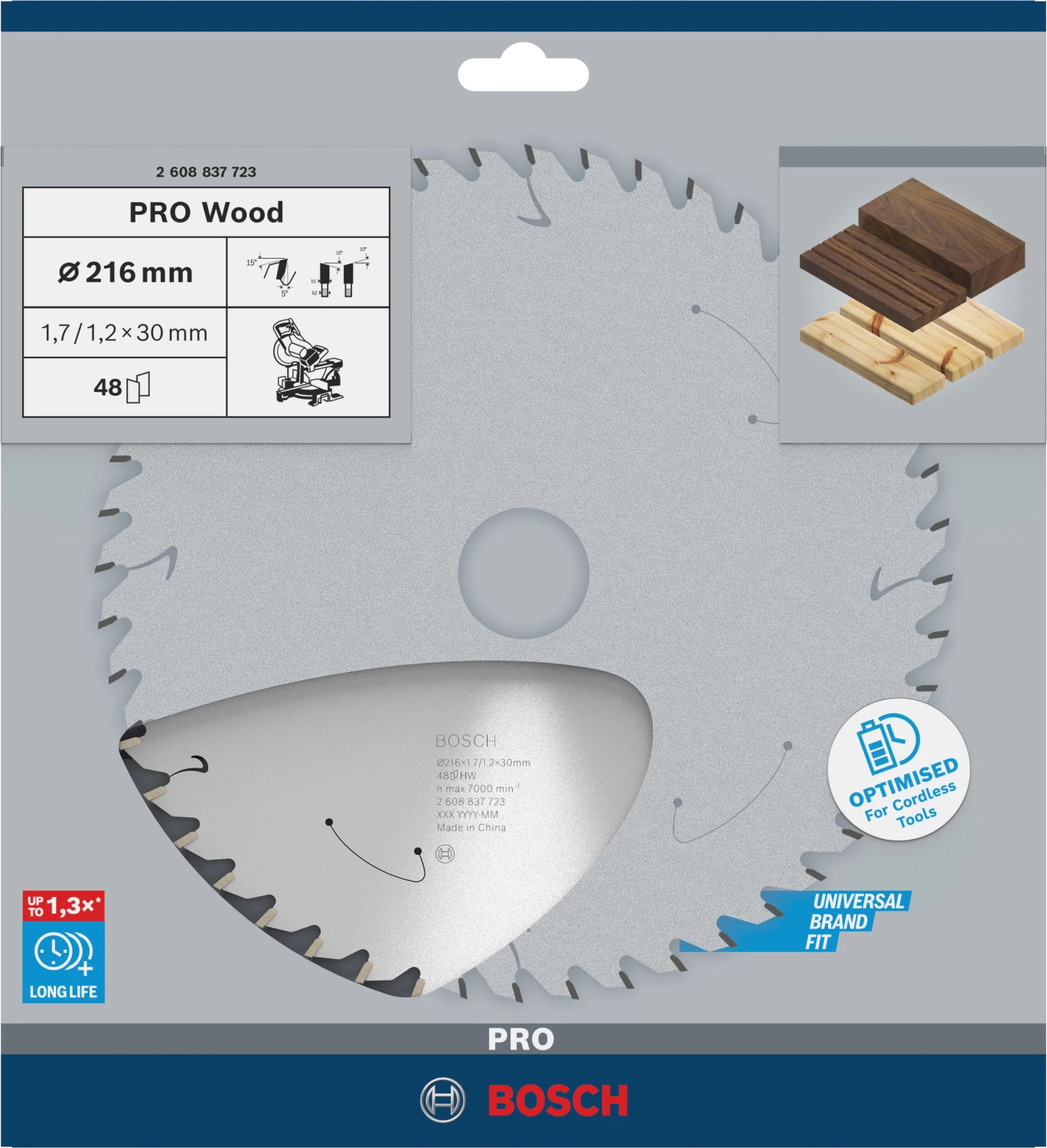 Bosch 2608837723 Lame de scie à tronçonner sans fil PRO pour bois - 216 x 30 x 48D