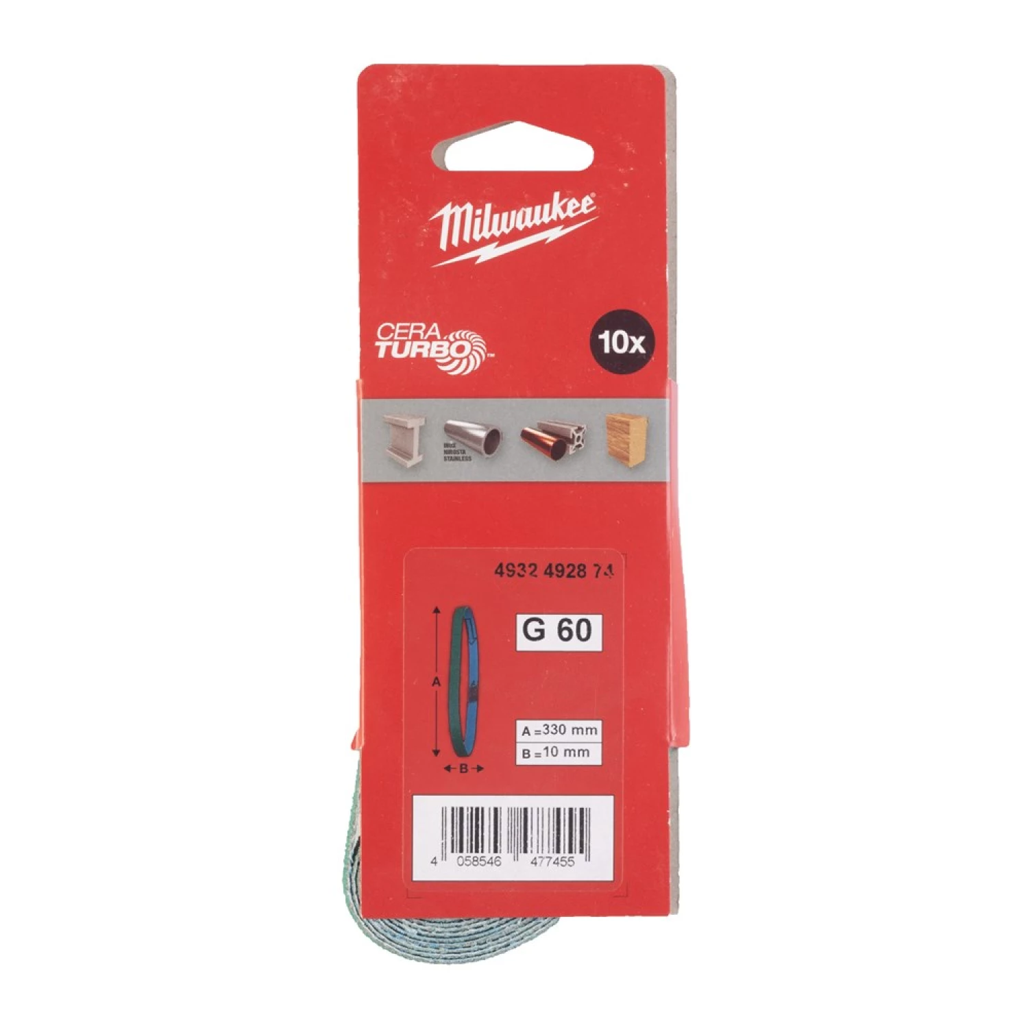 Milwaukee 4932492875 bande abrasive - K80 - 10x330mm (10 pcs) pour M12 FBFL10-image