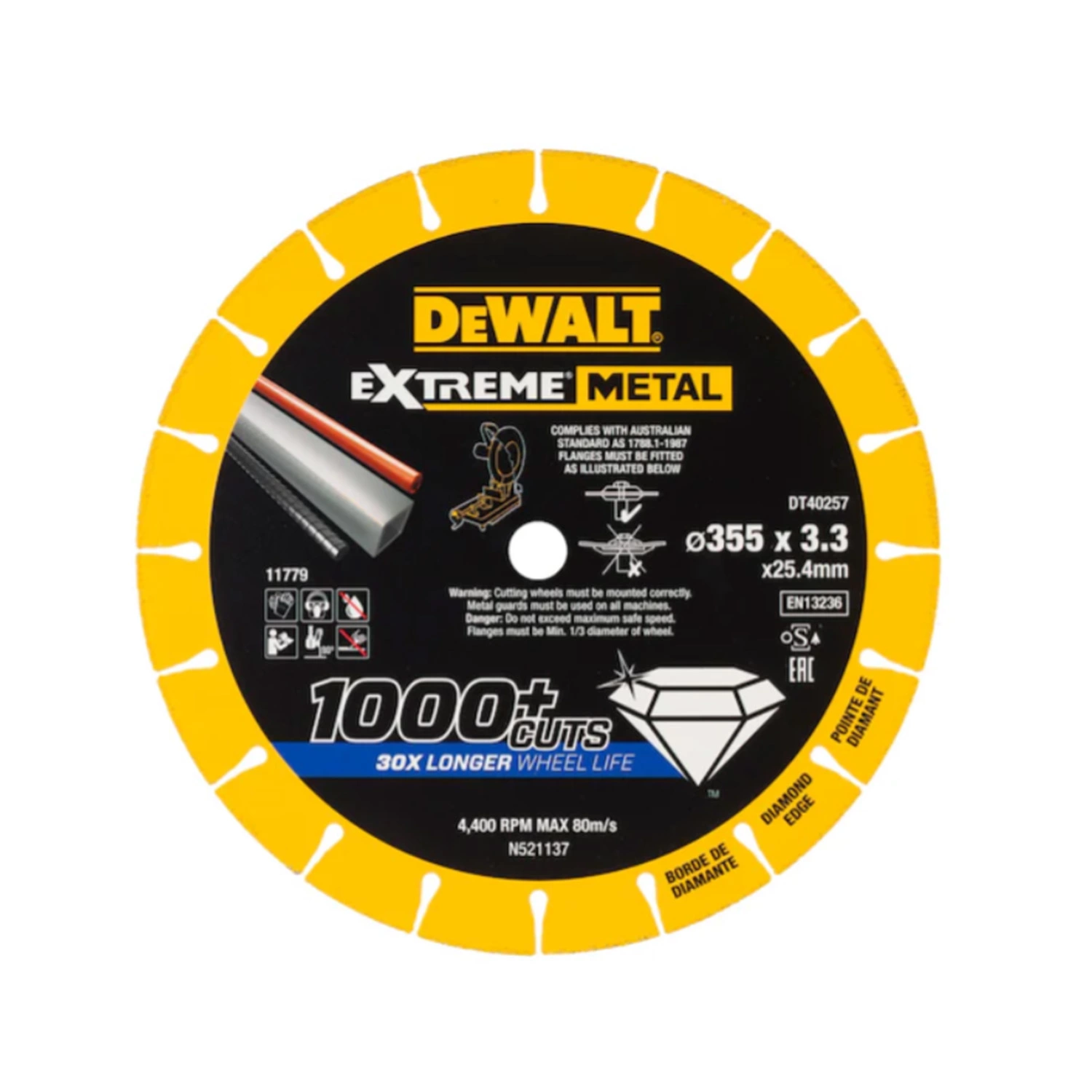 DeWALT DT40257-QZ Extreme diamant doorslijpschijf voor metaal - 355 x 25,4 x 3,3mm-image