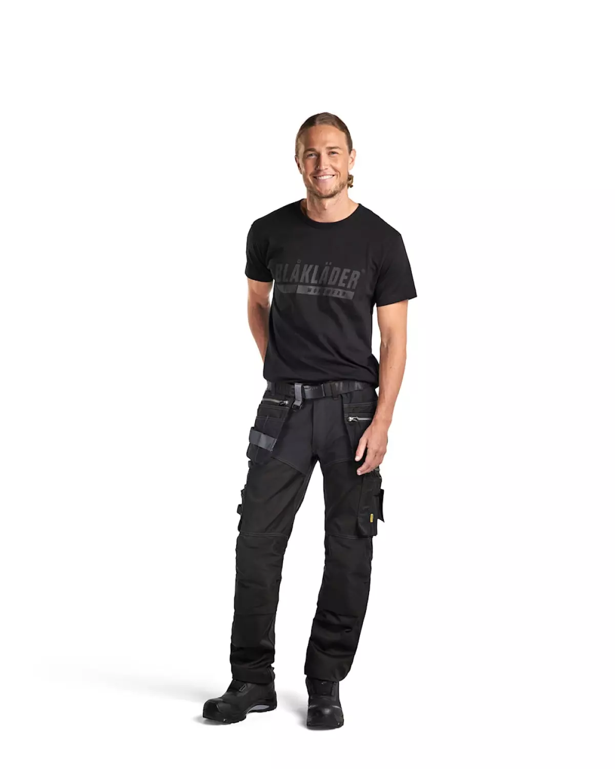 Blåkläder 159918609900 Pantalon de travail avec empiècements en stretch et poches en denim - noir -C48-image