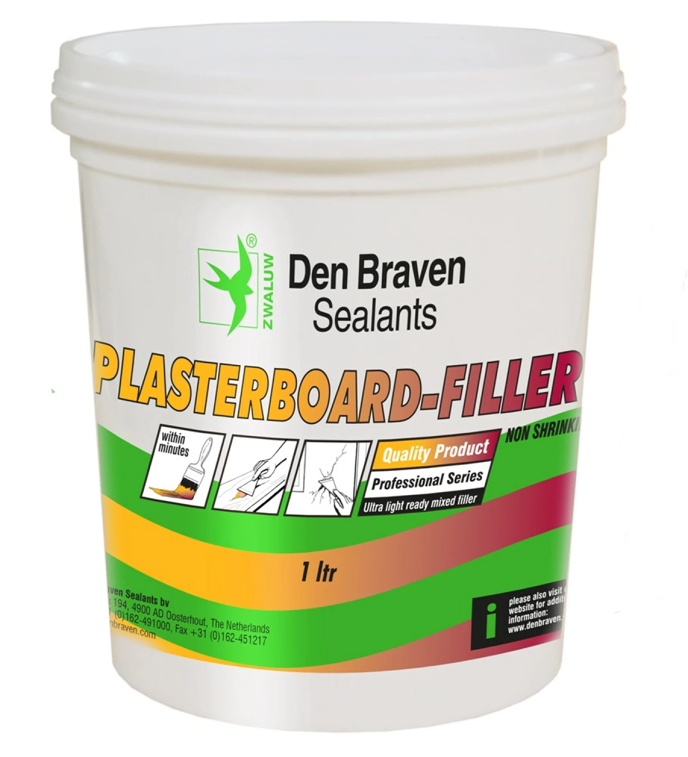 Zwaluw Den Braven 12002320 Plasterboard Filler Vulpasta - Wit - 1000ml-image