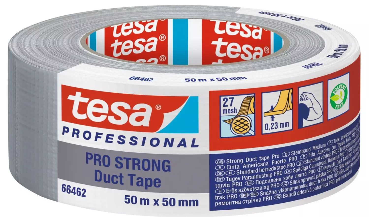Tesa 66462 Professional Duct Tape - 50 mm x 50 m - Grijs