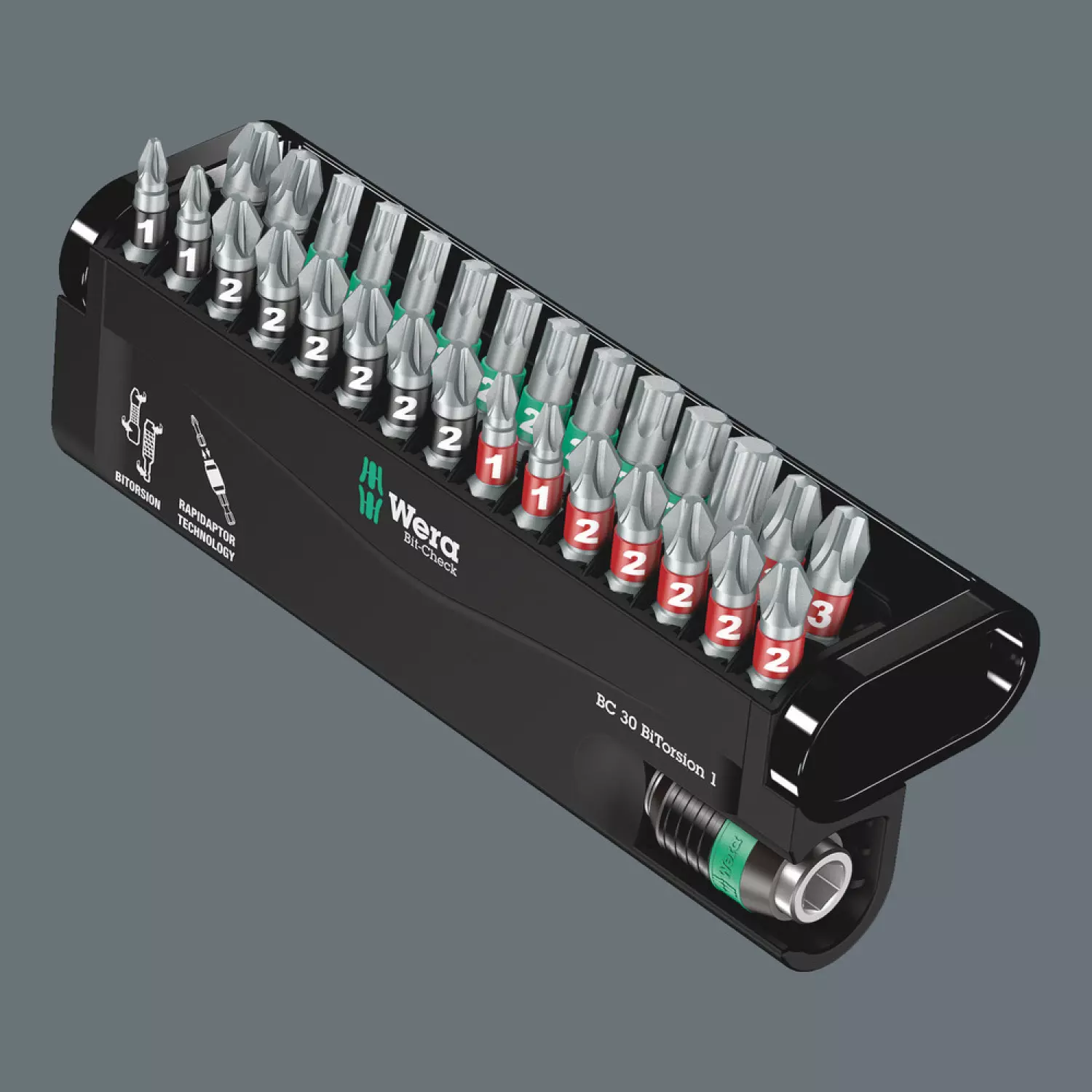 Wera 5057430001 30-delige Bit-Check BiTorsion Bitset in cassette-image