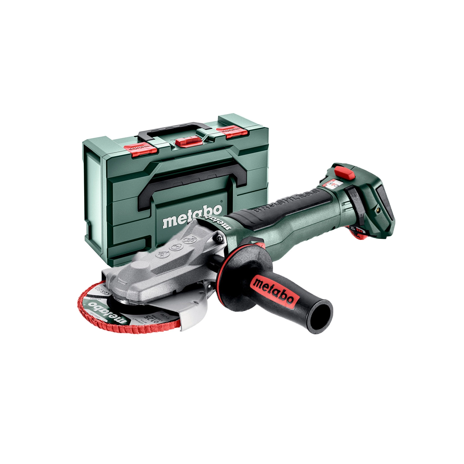 Metabo WVBF 18 LT BL 11-125 Quick 18V Li-ion Meuleuse d'angle à tête plate sans fil en MetaBox - 125mm-image