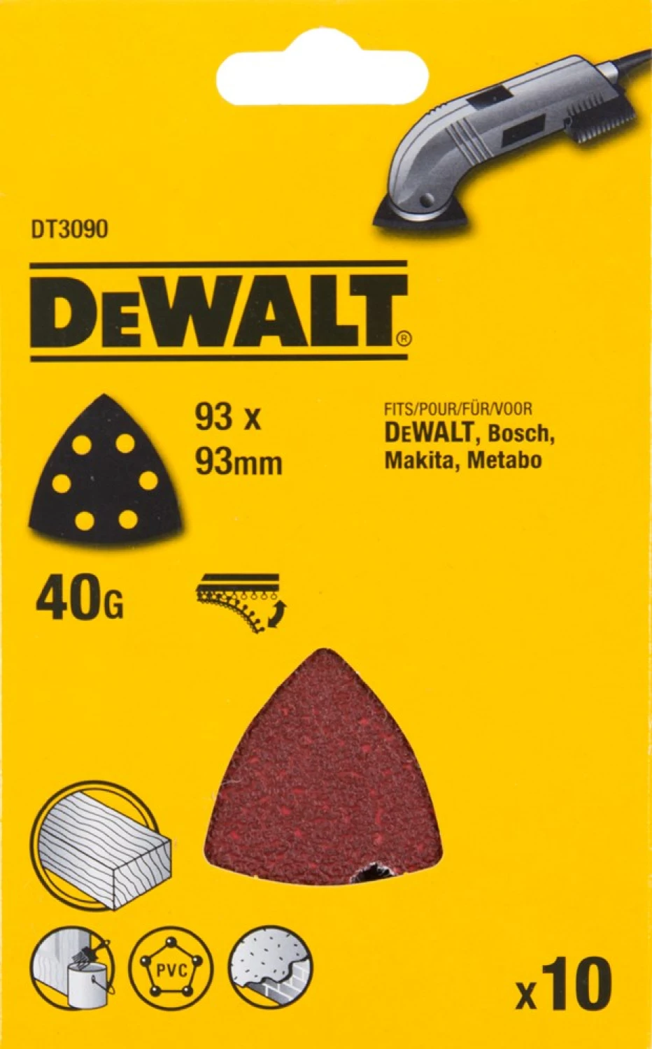 DeWALT DT3090 deltaschuurpapier - K40 - 93mm (10st)-image