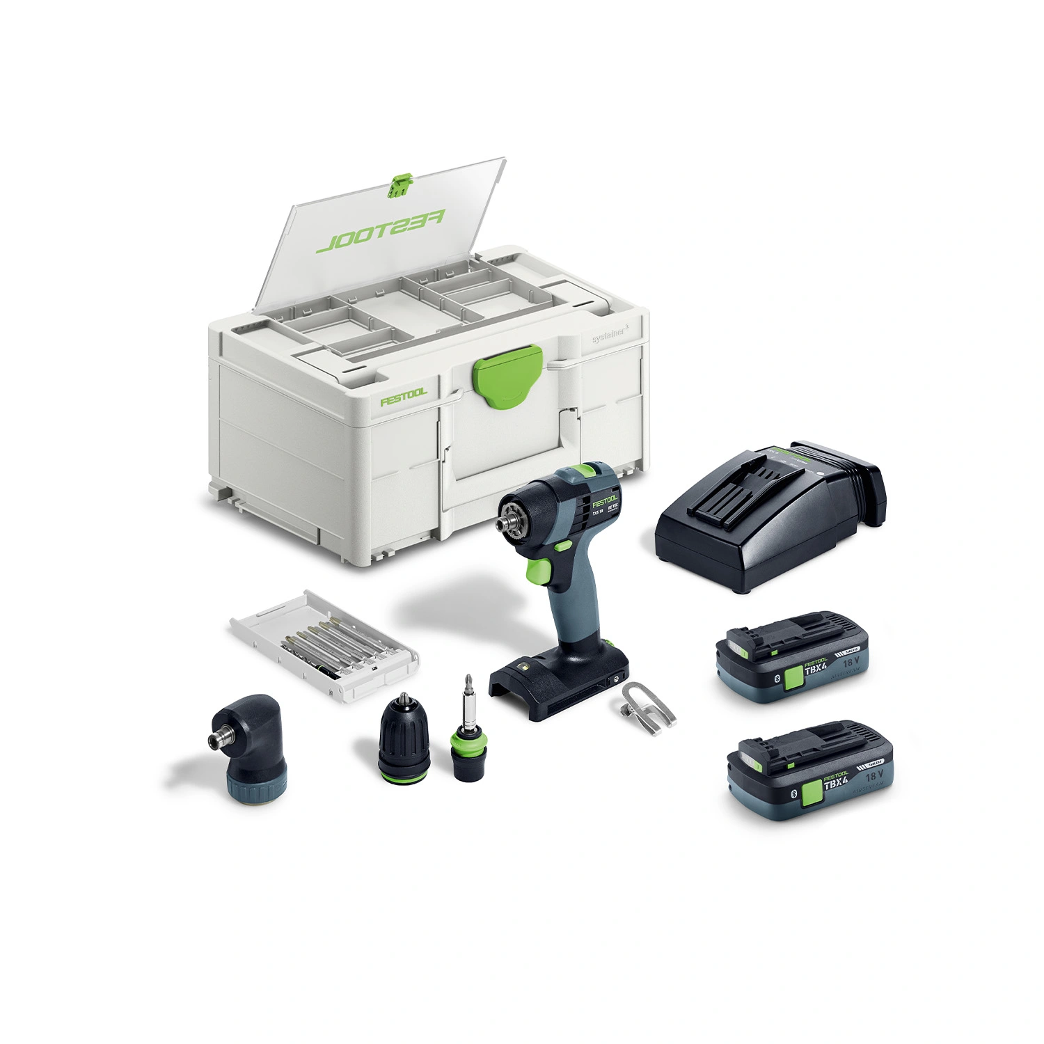 Festool 579350 TXS 18 TBX4,0 I-Set 18V Li-ion accu schroefboormachine set (2 x 4,0Ah) met bitcassette in systainer
