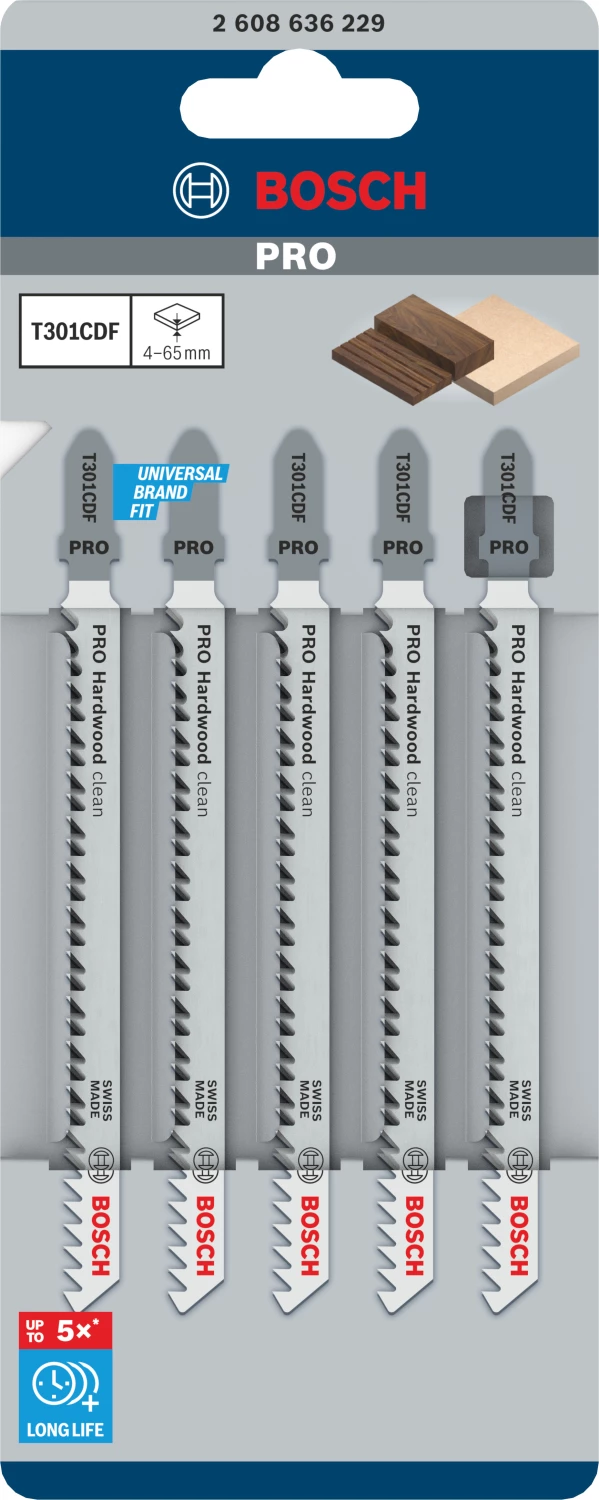 Bosch PRO T301CDF Hardwood clean decoupeerzaagblad - 117mm - hout (5st)-image