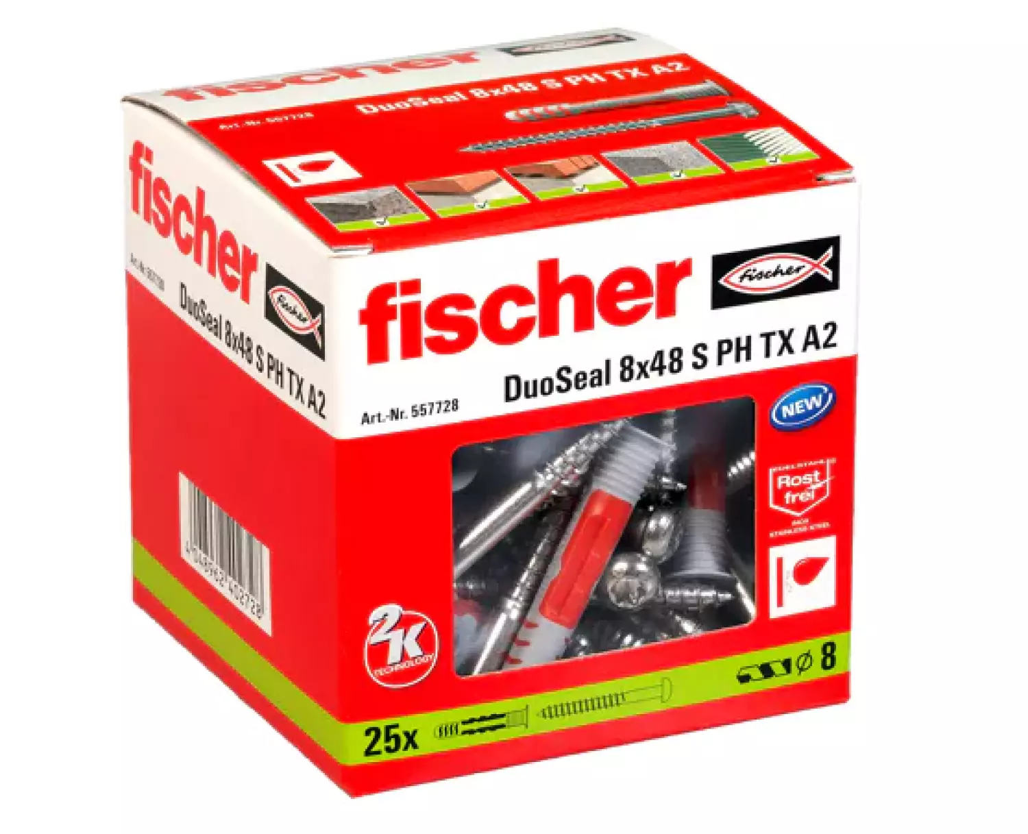 Fischer 557728 DuoSeal met RVS A2 bolkopschroef - 8 x 48 mm (25st)-image