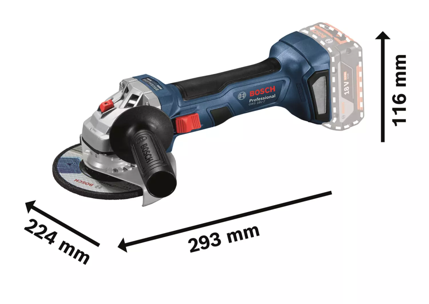 Bosch GWS 18V-7 Meuleuse d'angle sans fil - 18V Li-ion - L-Boxx - 125 mm -brushless - Machine seule-image