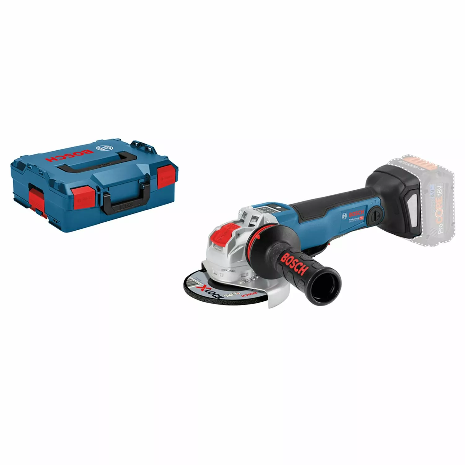 Bosch GWX 18 V-10 PSC 18V Li-Ion accu X-LOCK Haakse slijper body in L-Boxx - 125mm - variabel - koolborstelloos - Simply Connected-image