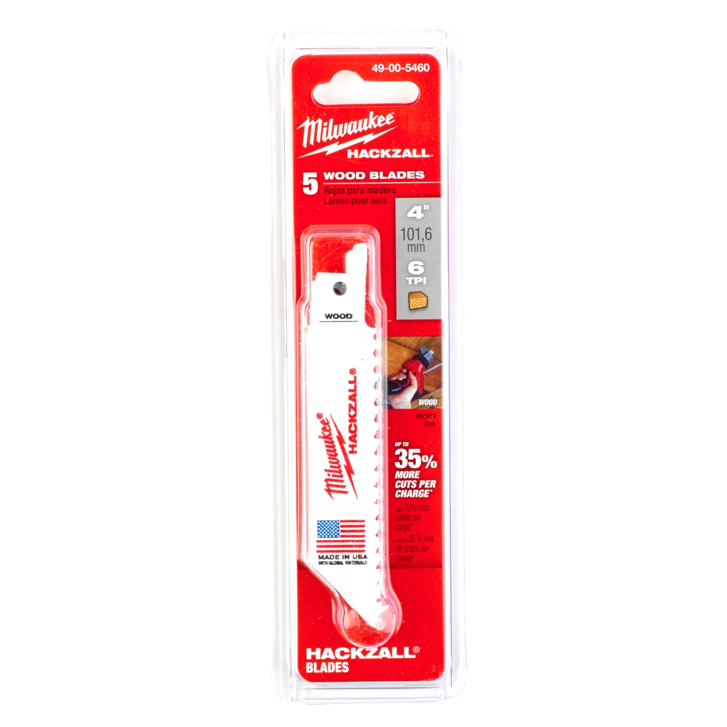 Milwaukee 48475460 Lame de scie alternative Hackzall - 100 x 6TPI - bois/plastique - 5 pcs.-image