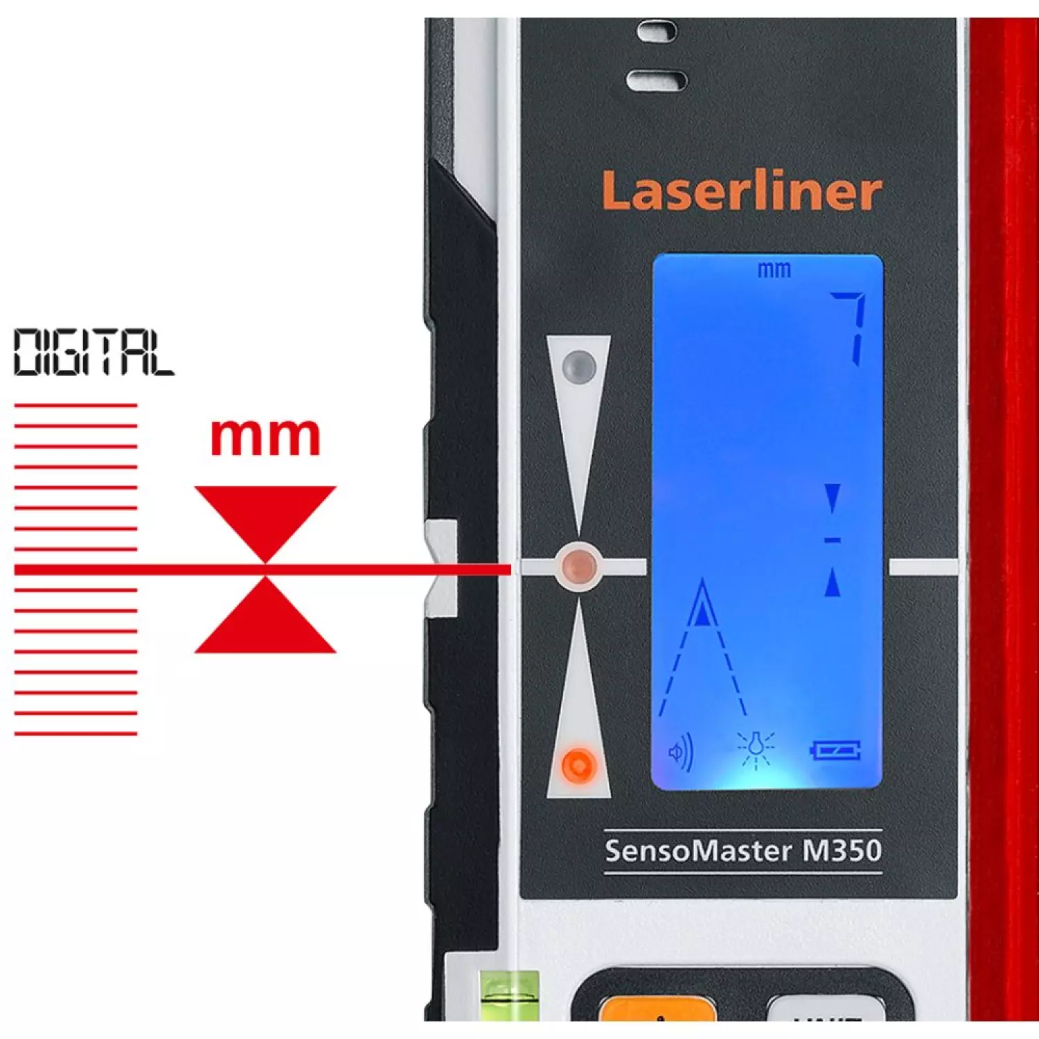 Laserliner SensoMaster M350 Récepteur manuel pour laser rotatif - Rouge - 350 m-image