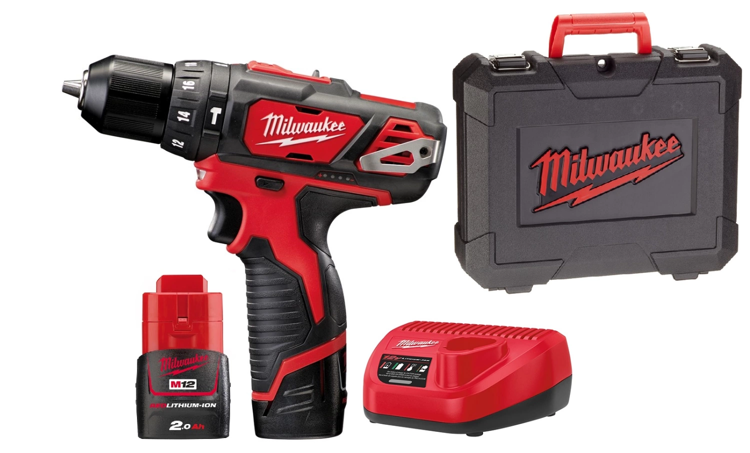 Milwaukee M12 BPD-202C 12V Li-Ion accu klopboor-/schroefmachine set (2x 2.0Ah accu) in koffer-image