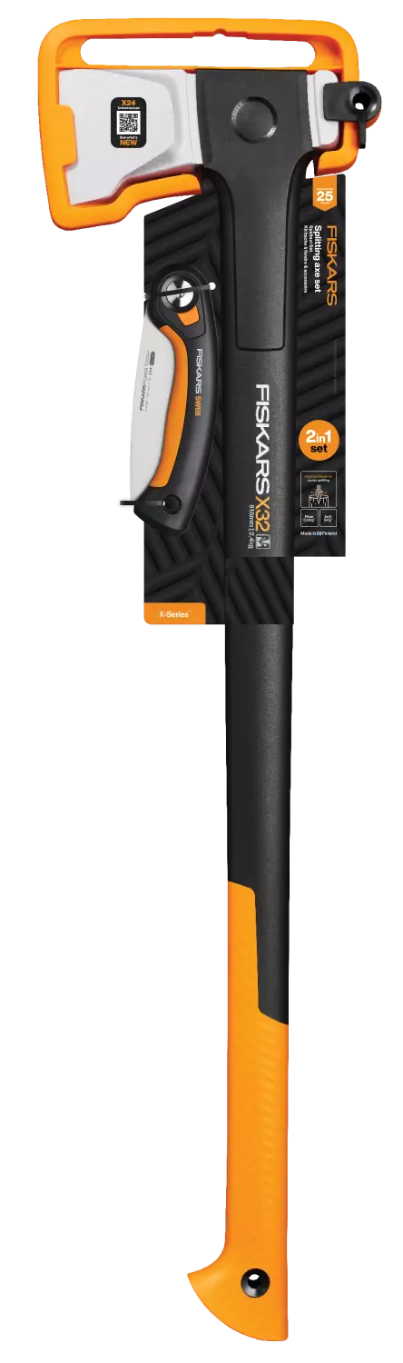 Fiskars 1075435 X32 Hache à fendre L avec scie à main SW68 offerte-image