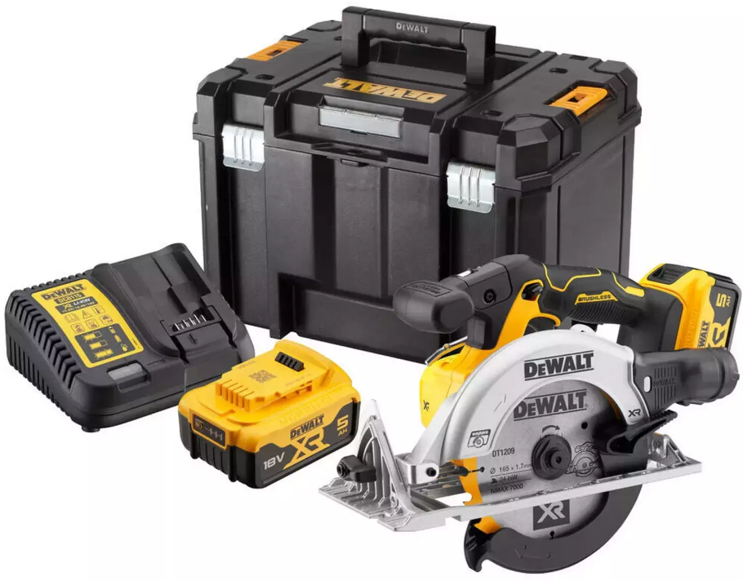 DeWALT DCS565P2-QW 18V Li-ion Accu Cirkelzaag set (2x 5.0Ah) in TSTAK koffer - 185 mm-image