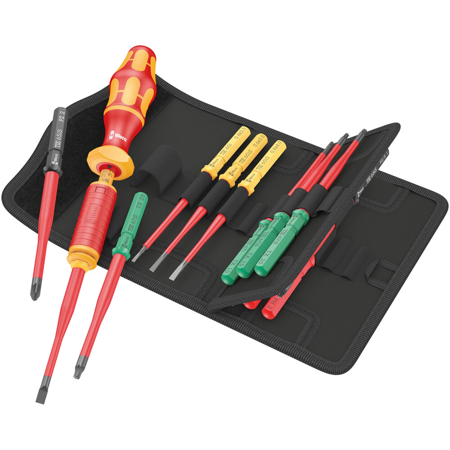 Wera 05006605001 15-delig Kraftform Kompakt VDE 15 Torque 1,2-3,0 Nm Extra Slim 1 Tool Finder Wisselklingenset in etui-image