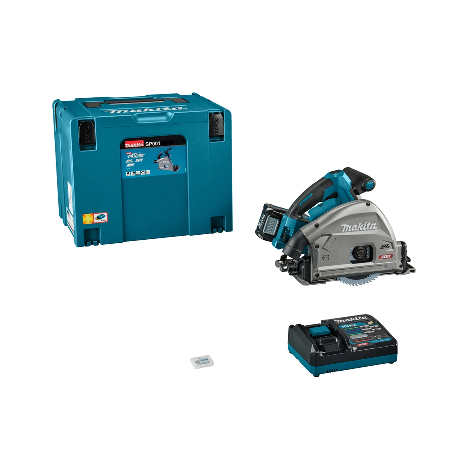 Makita SP001GU101 XGT 40 V Max Scie circulaire plongeante sans fil (batterie 4,0 Ah) dans un coffret Mbox - 165 mm-image
