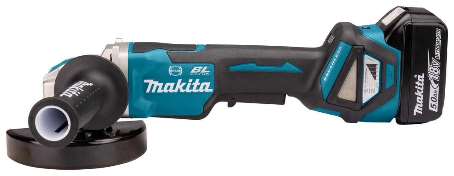 Makita DGA519RTJ Meuleuse d'angle sans-fil - 18V Li-ion - 2 batteries 5,0 Ah - MAKPAC - X-Lock - 125 mm - Brushless-image