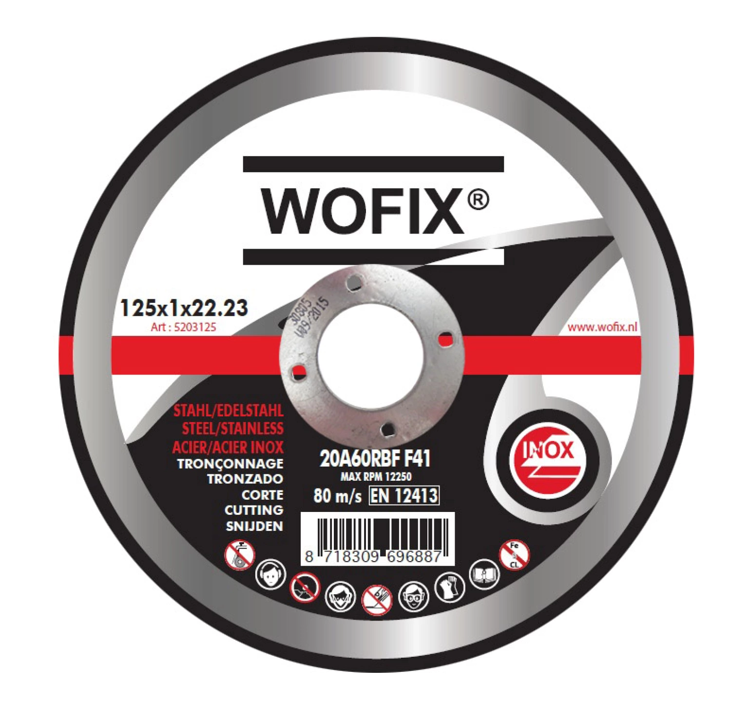 Wofix 5203125 - Lame de scie tronçonnage - 125 x 22,23 x 1mm - acier et inox-image