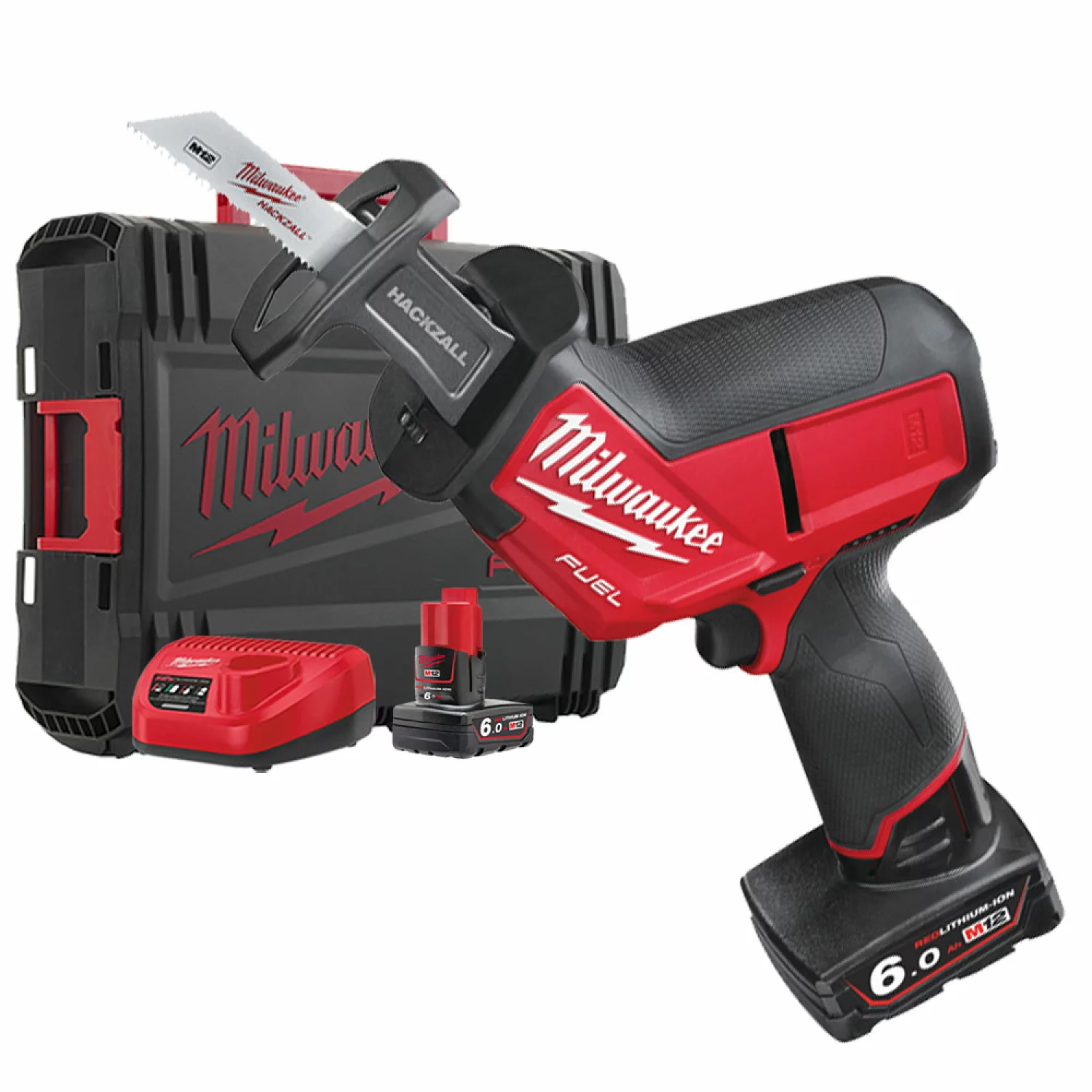 Milwaukee M12 CHZ-602X 12V Li-Ion accu reciprozaag set (2x 6.0Ah accu) in HD Box - snelwissel - koolborstelloos-image