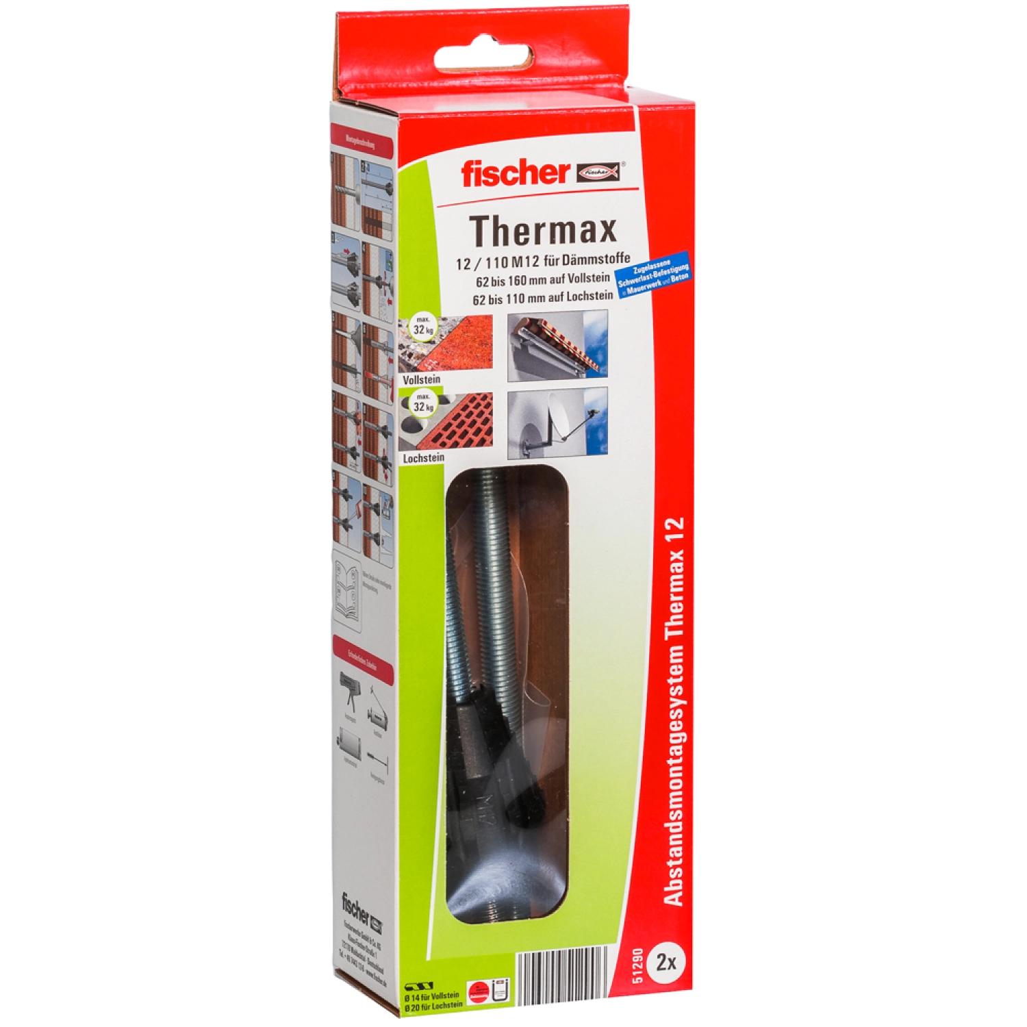 Fischer 51290 - Montage à distance TherMax 12 / 110 M 12 B électrozingué (2pcs) TherMax 12/110 M12 B-image