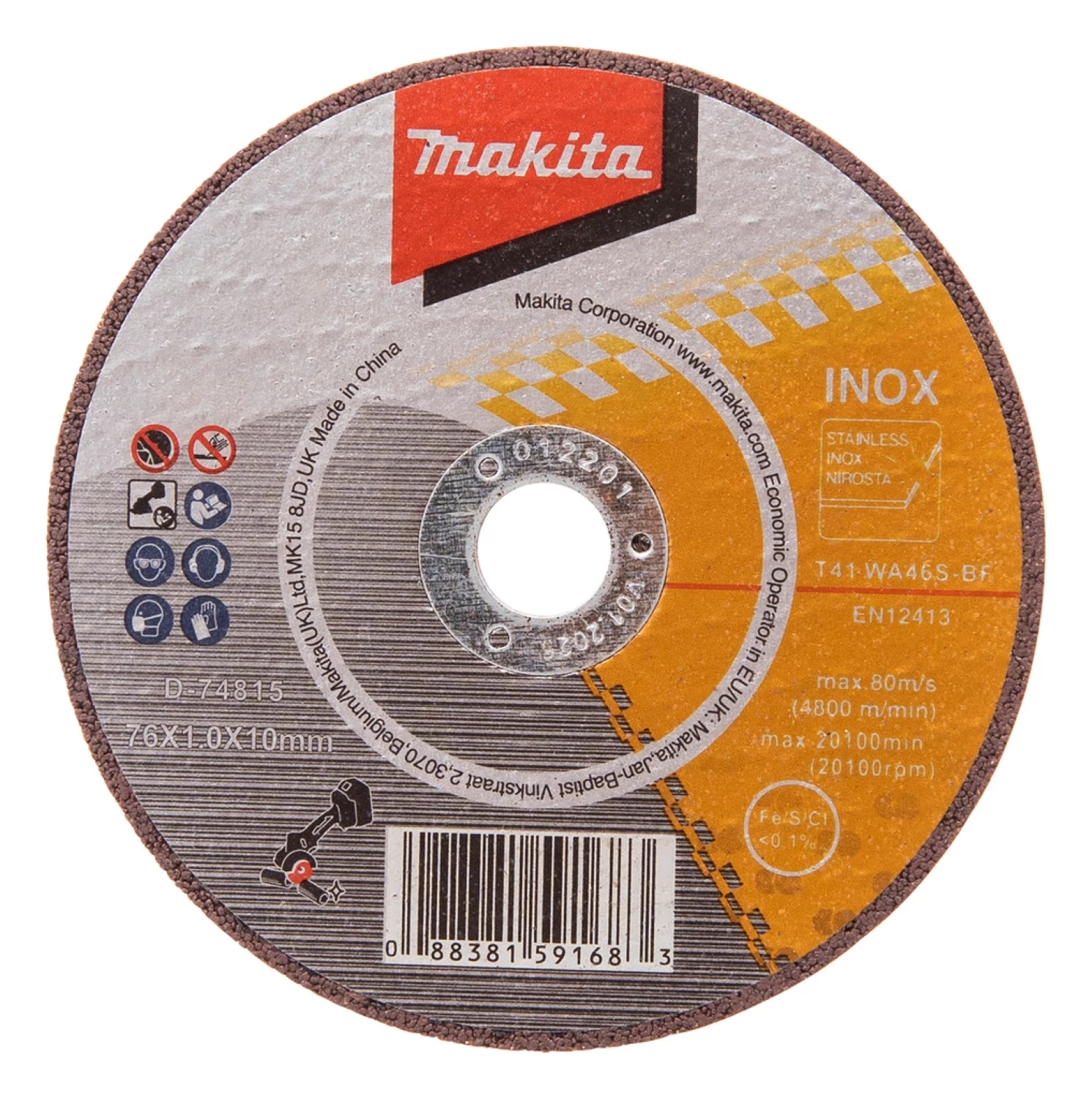 Makita D-74815 Disques à tronçonner -76 x 10 x 1.0mm - acier inoxydable (5pcs)-image