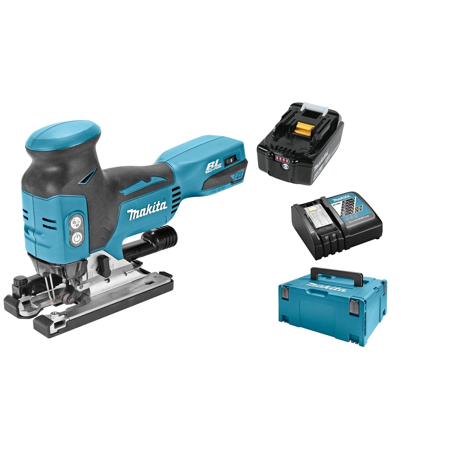 Makita DJV181RM1J Scie sauteuse à batteries 18V Li-Ion set (1x batterie 4,0Ah) dans MAKPAC - Poignée en T - moteur sans charbon-image