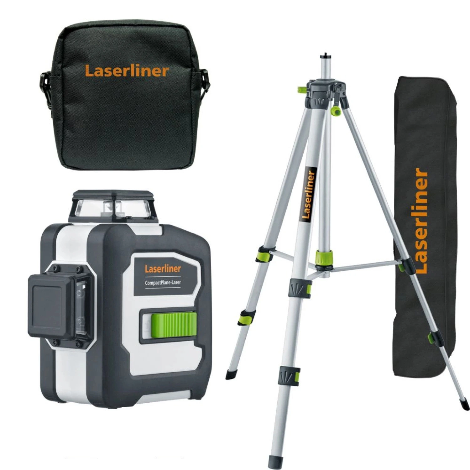 Laserliner CompactPlane-Laser 3G Kruislijnlaser set incl. statief in tas - 3 lijnen - groen - 30m-image