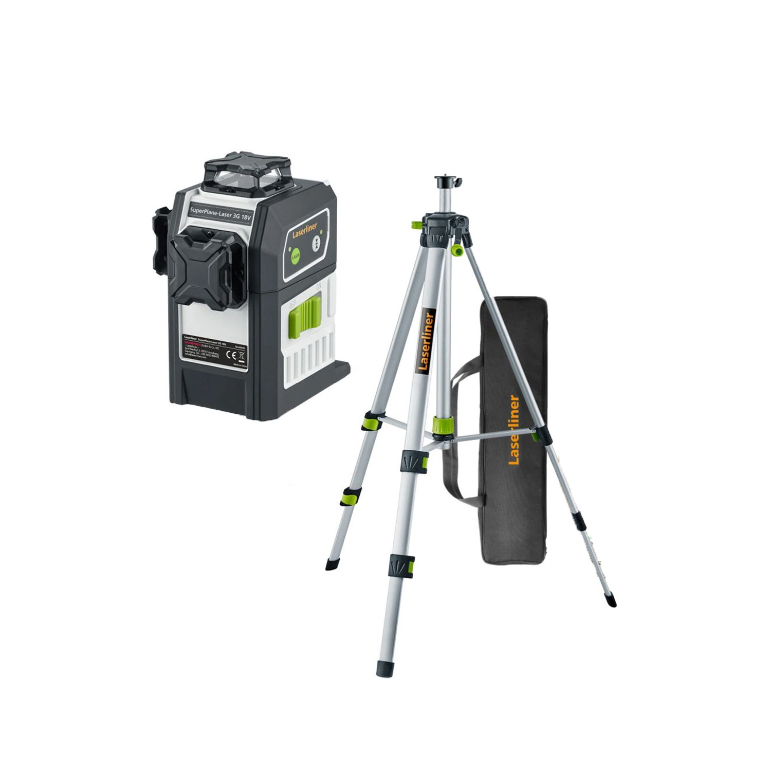 Laserliner SuperPlane-Laser 3G Multi-18V Kruislijnlaser incl. statief in tas - 3 lijnen - groen - 30m