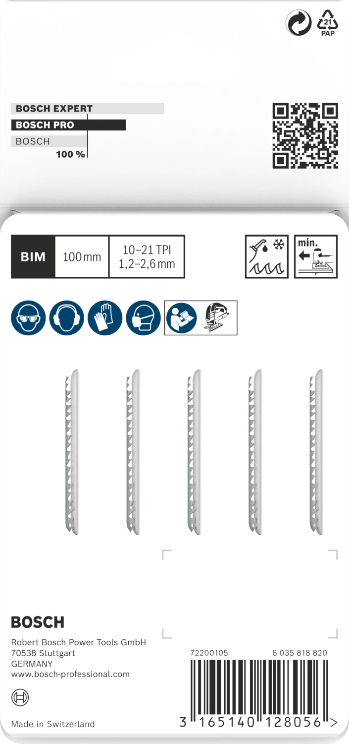 Bosch PRO T123XF Metal thick and thin decoupeerzaagblad - 100mm - metaal (5st)-image