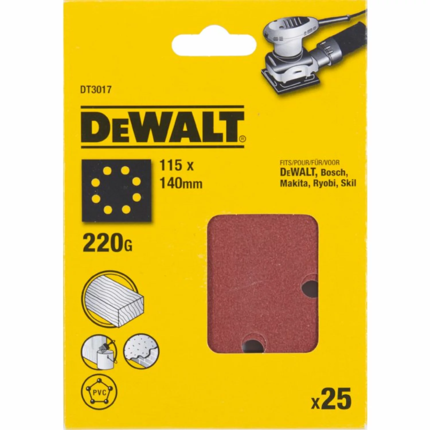 DeWALT DT3017 Vlak schuurvel - K220 - 115 x 140mm (25st)-image