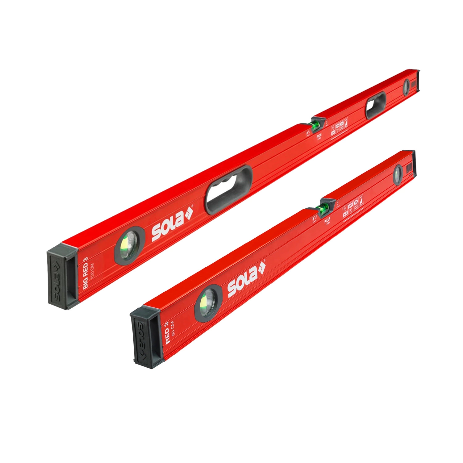 Sola RED 3 60 Niveau à bulle en aluminium - 600 mm + BIG RED 3 150 Niveau à bulle en aluminium - 1500 mm-image