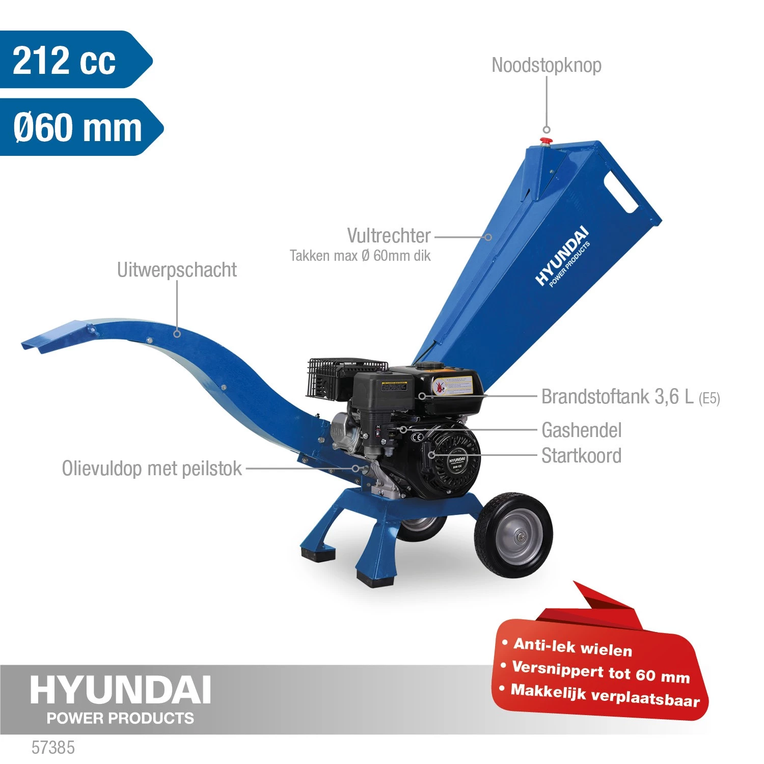 Hyundai 57385 broyeur à essence 212 cm³ - 6,5 CV-image