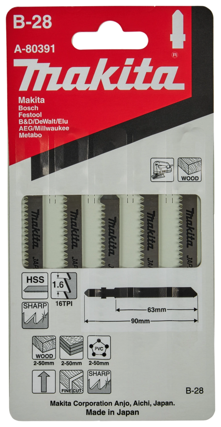 Makita A-80391 HSS Decoupeerzaagblad - 63mm- Hout (5st)-image