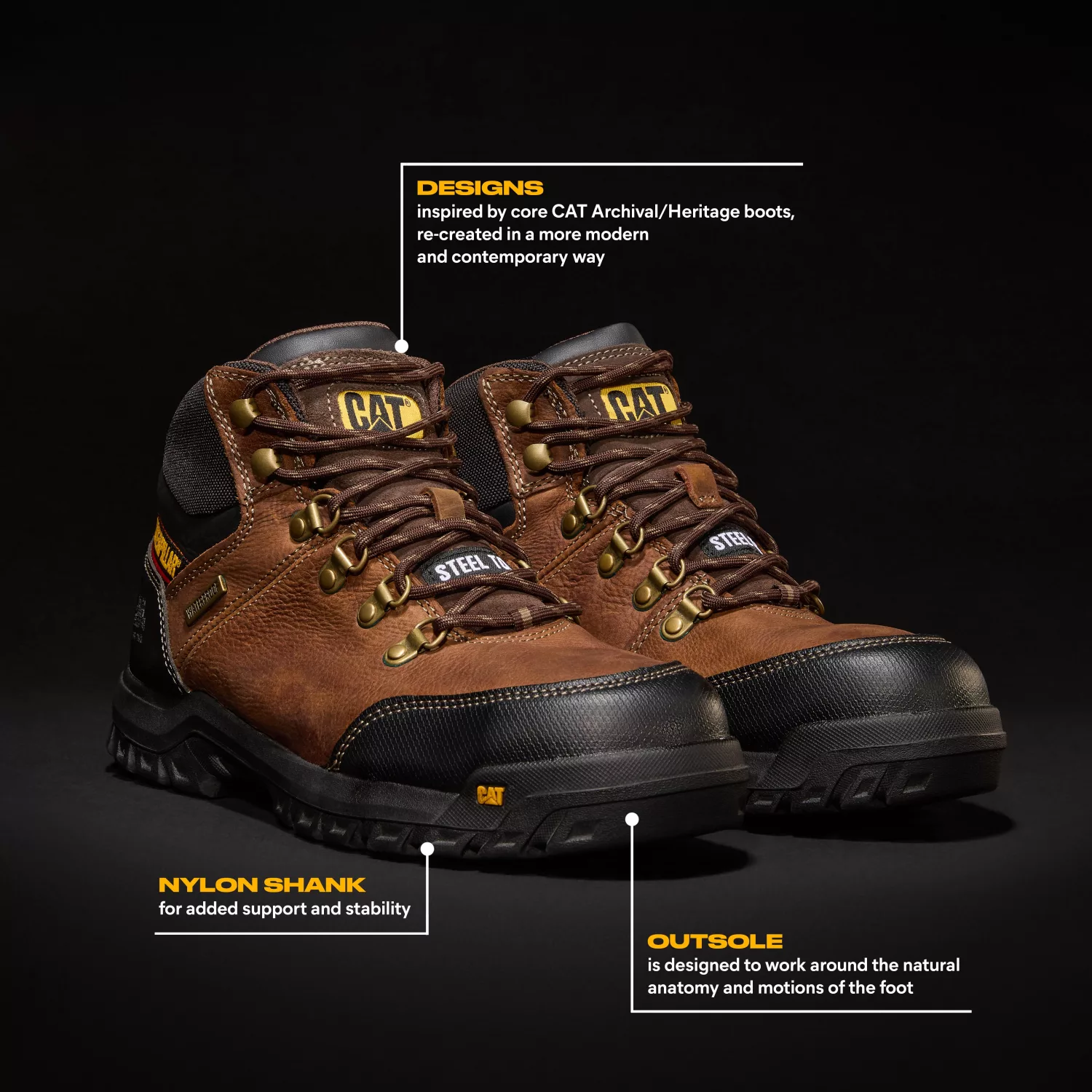 Caterpillar Framework Chaussure de sécurité S3 Seal Marron - Taille 46 - UK 12