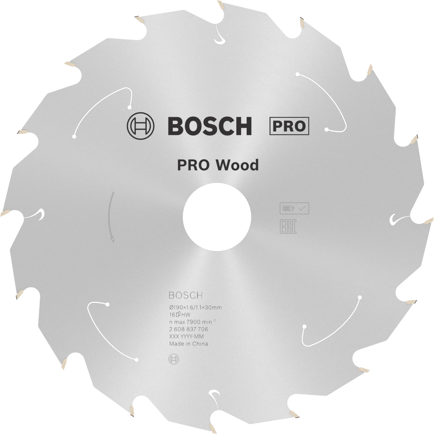 Bosch 2608837706 Lame de scie circulaire sans fil PRO pour bois - 190 x 30 x 16D-image