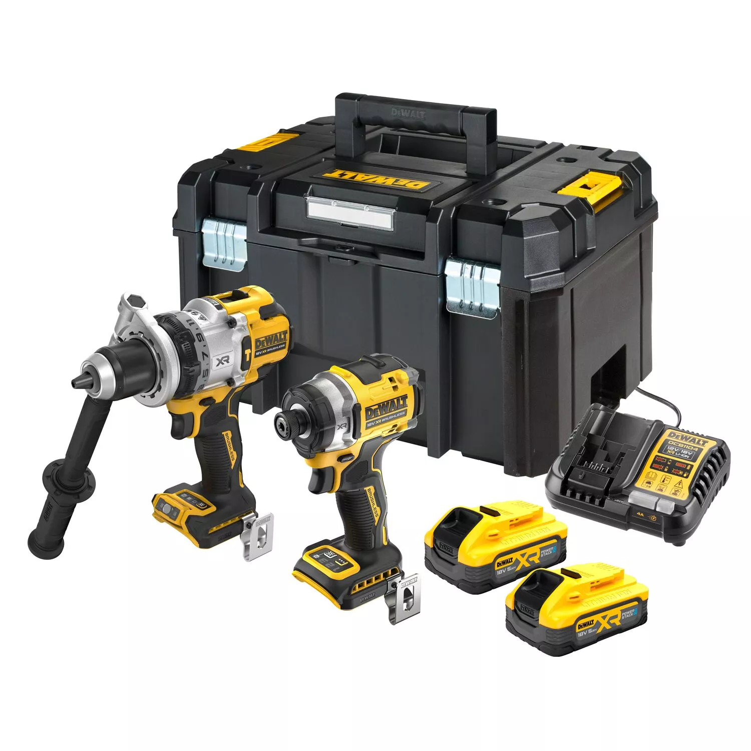 DeWALT DCK2200H2T 18V Li-ion accu klopboor-/schroefmachine (DCD1007) & slagschroevendraaier (DCF860) combiset (2x 5.0Ah accu) in TSTAK-image