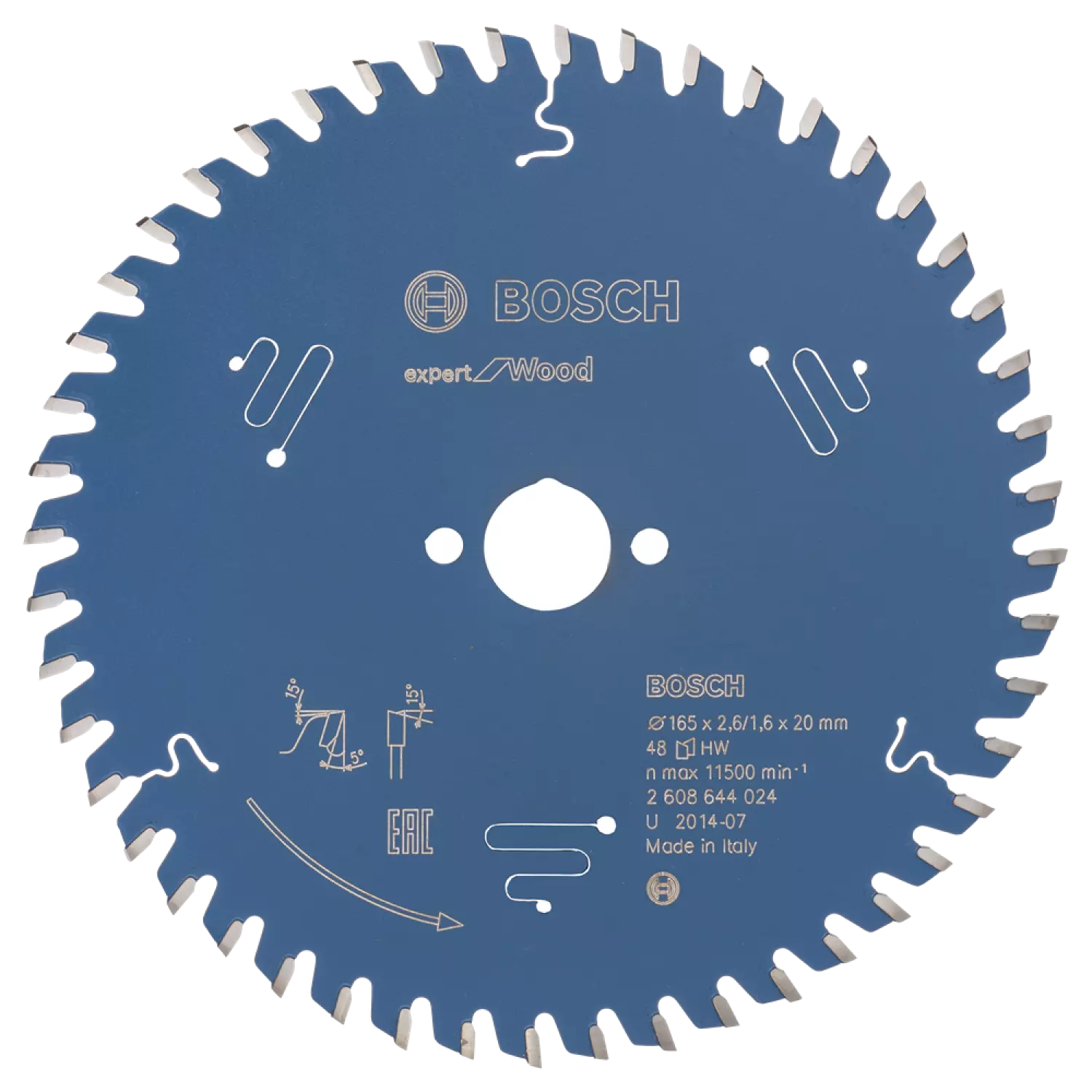 Bosch 2608644024 Expert Cirkelzaagblad - 165 x 20 x 48T - Hout - Carbide-image