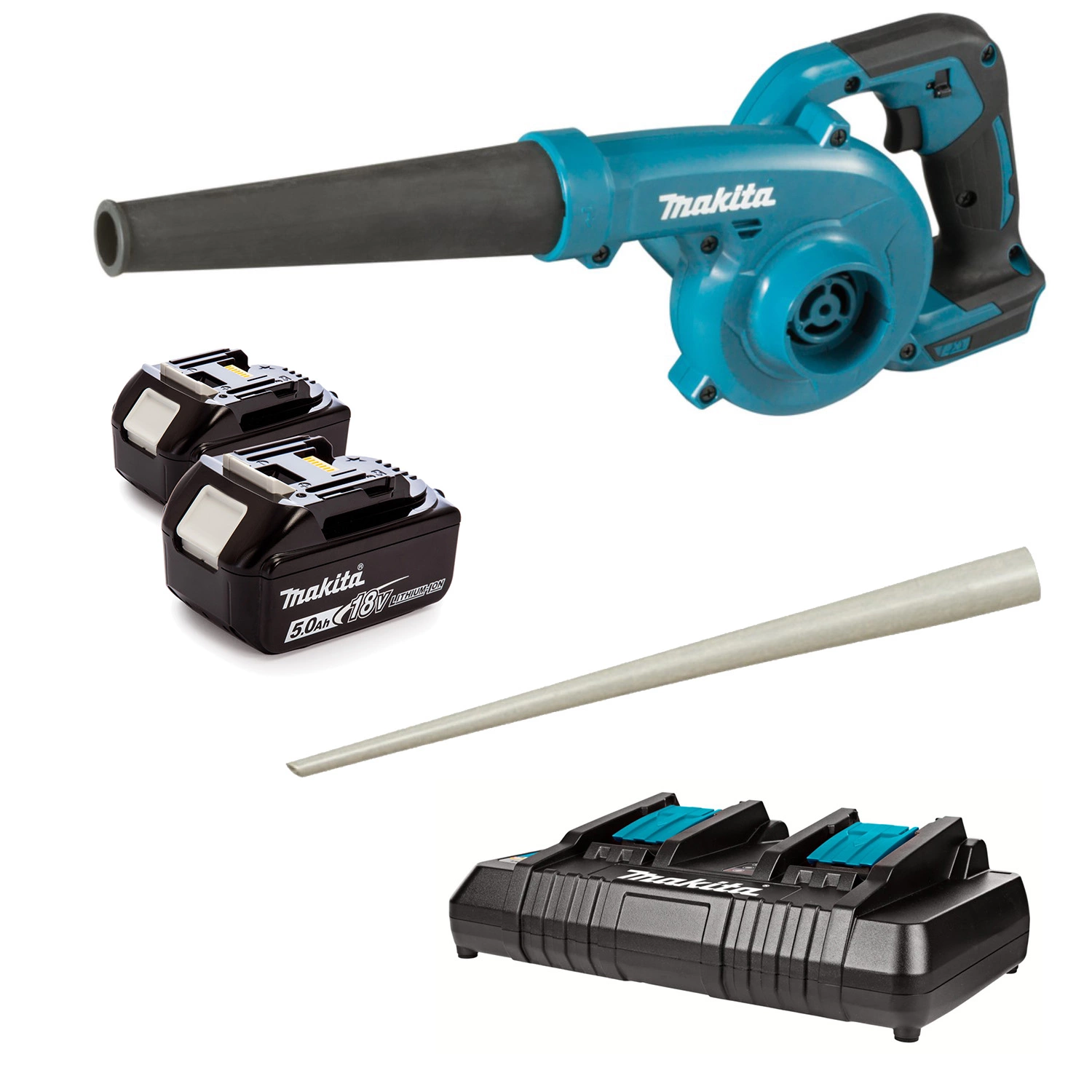Makita DUB185 LXT 18V Li-ion cordless leaf blower and vacuum set (2x 5.0Ah) - 288 km/h - Accessoires inclus-image